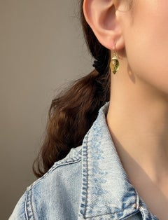 Faye Kim 18 Karat Gold Faceted Citrine Acorn Drop Earrings