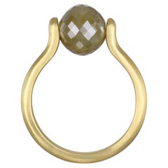 Faye Kim 18 Karat Gold Faceted Milky Diamond Bead Ring