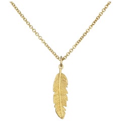 Faye Kim 18 Karat Gold Feather Charm Necklace