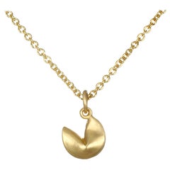 Faye Kim 18K Gold Fortune Cookie Charm Pendant, Unisex, USA, New