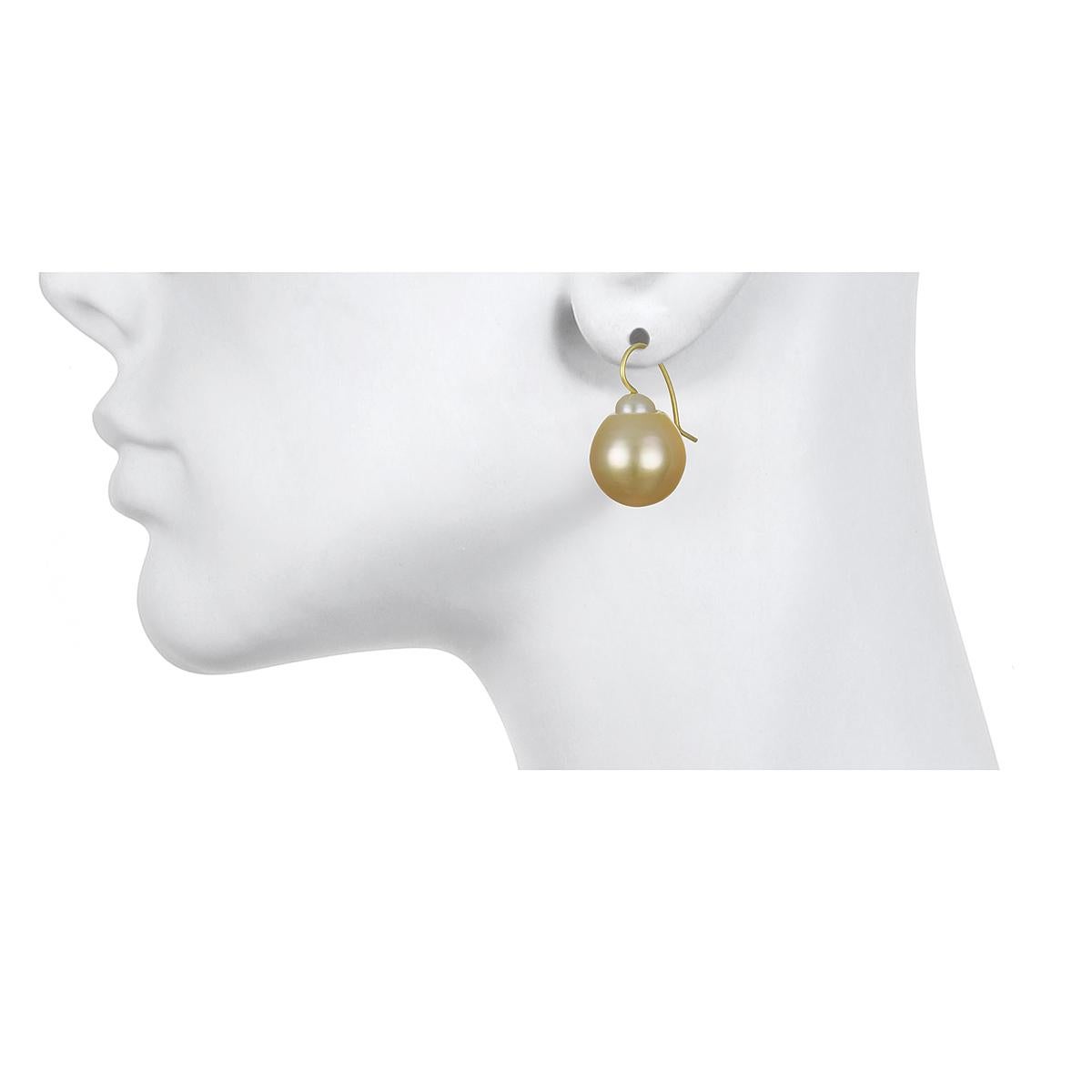 Contemporary Faye Kim 18 Karat Gold Golden Baroque South Sea Pearl Drop Earrings For Sale