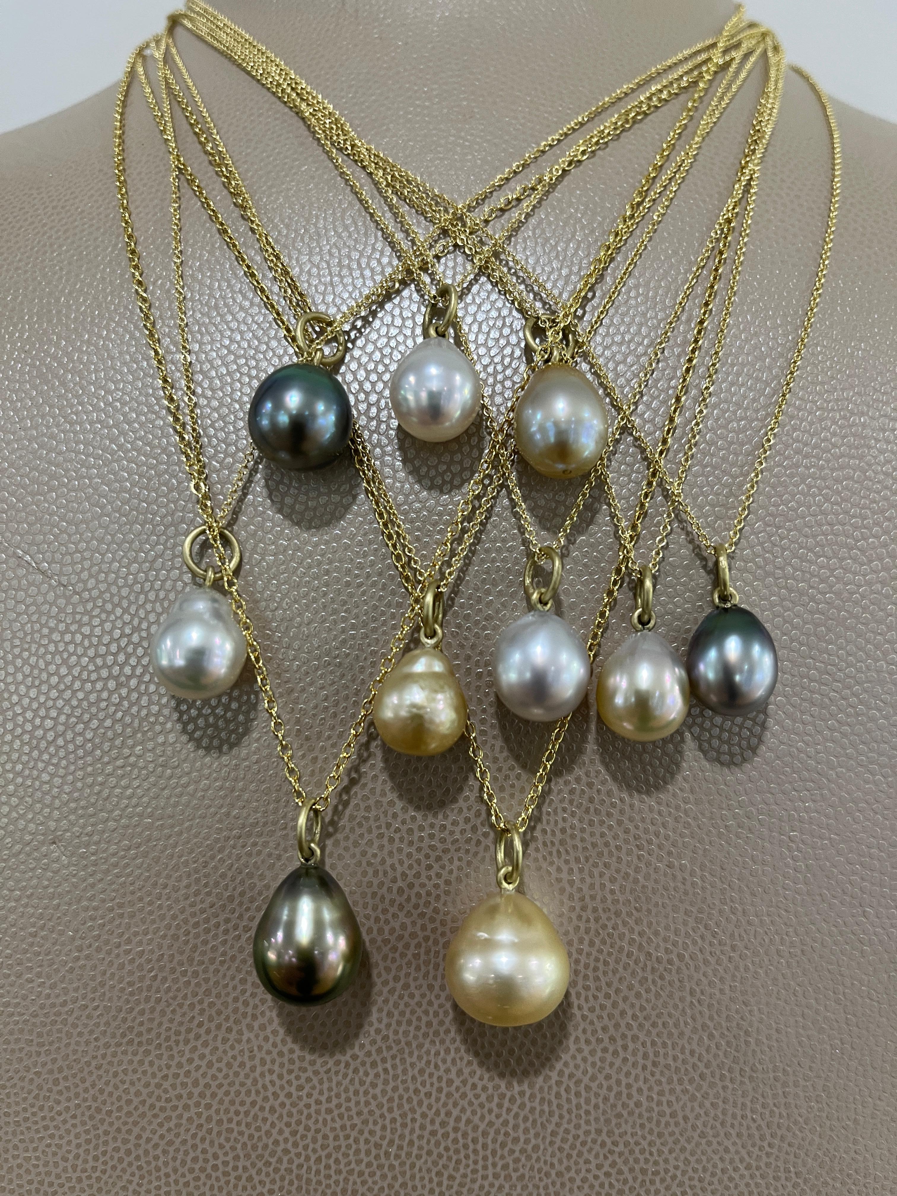 Faye Kim 18 Karat Gold Golden South Sea Pearl Drop Pendant Necklace For Sale 2