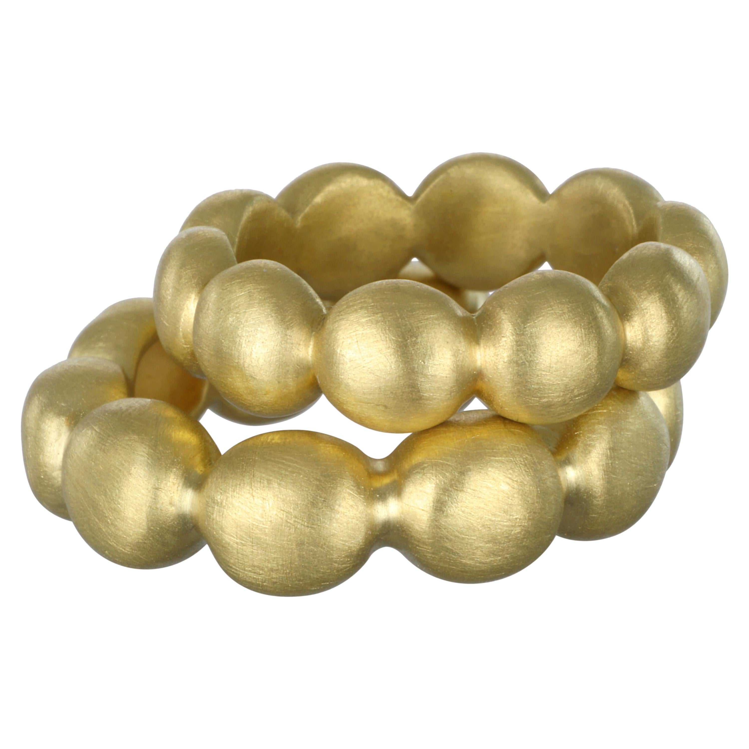 Faye Kim 18 Karat Gold Granulation Bubble Ring Stack For Sale