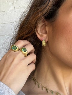 Faye Kim 18K Green Gold Granulation Huggy Hoop Earrings, USA