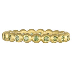 Faye Kim 18 Karat Gold Green Sapphire Granulation Bead Ring