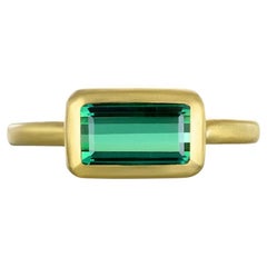 Faye Kim 18 Karat Gold Green Tourmaline Baguette Ring