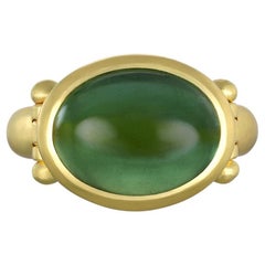 Faye Kim 18 Karat Gold Green Tourmaline Cabochon Hinge Ring