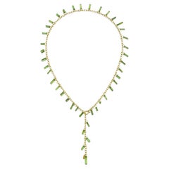 Faye Kim 18 Karat Gold Green Tourmaline Crystal Fringe Lariat
