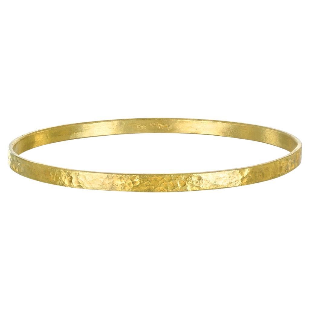 Faye Kim 18 Karat Gold Hammered Oval Bangle Bracelet