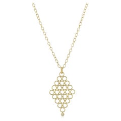 Faye Kim 18 Karat Gold Handmade Diamond Mesh Pendant Necklace