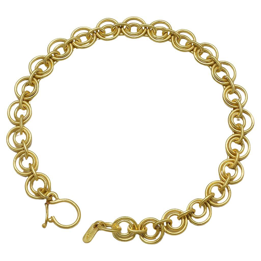 Faye Kim 18 Karat Gold Handmade Double Loop Chain Bracelet For Sale