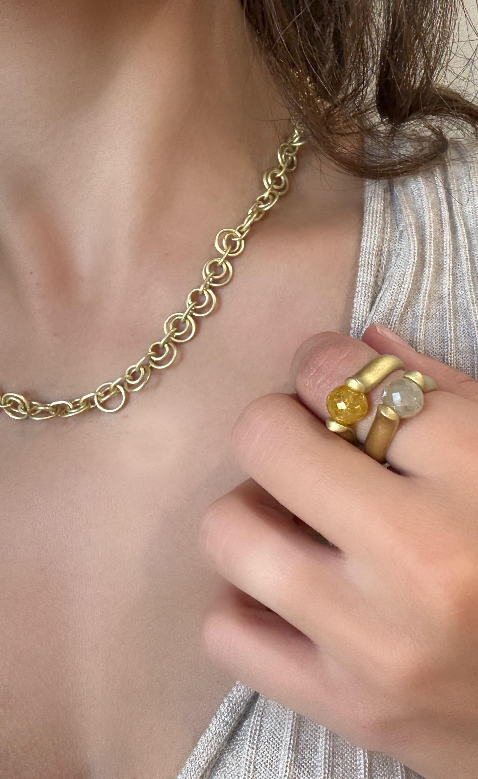 Women's or Men's Faye Kim 18 Karat Gold Handmade Double Loop Chain For Sale