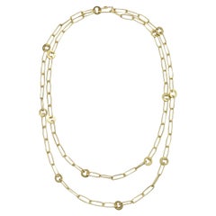 Faye Kim 18 Karat Gold Handmade Long Paper Clip Chain Link Necklace