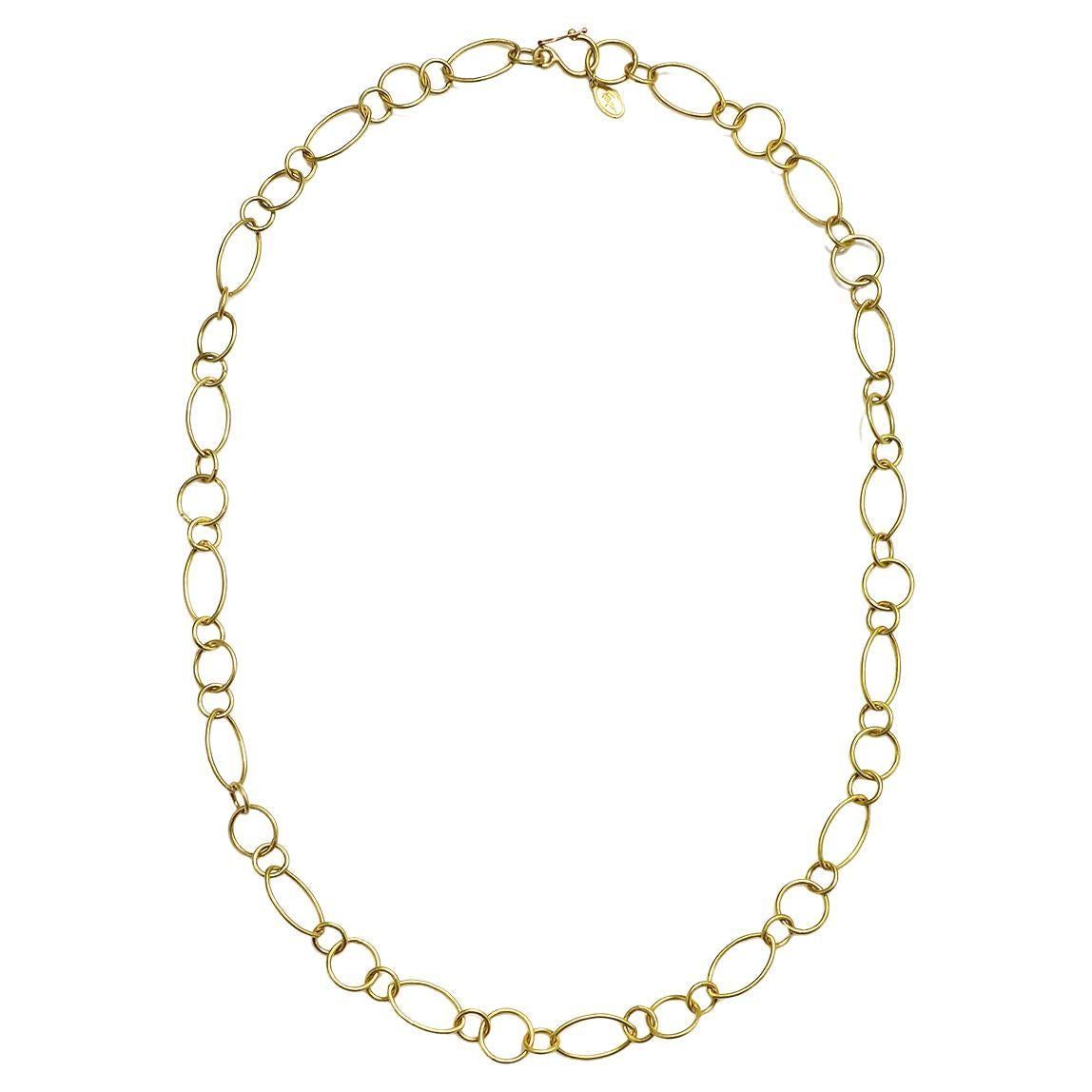 Faye Kim 18 Karat Gold Handmade Marquise Link Chain - 19" For Sale