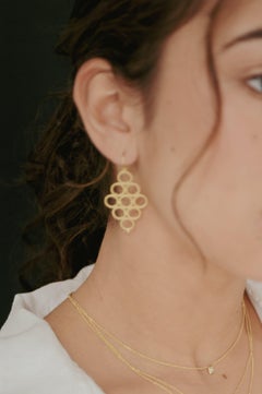 Faye Kim 18 Karat Gold Handmade Mesh Drop Earrings