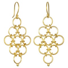 Faye Kim 18 Karat Gold Handmade Mesh Drop Earrings