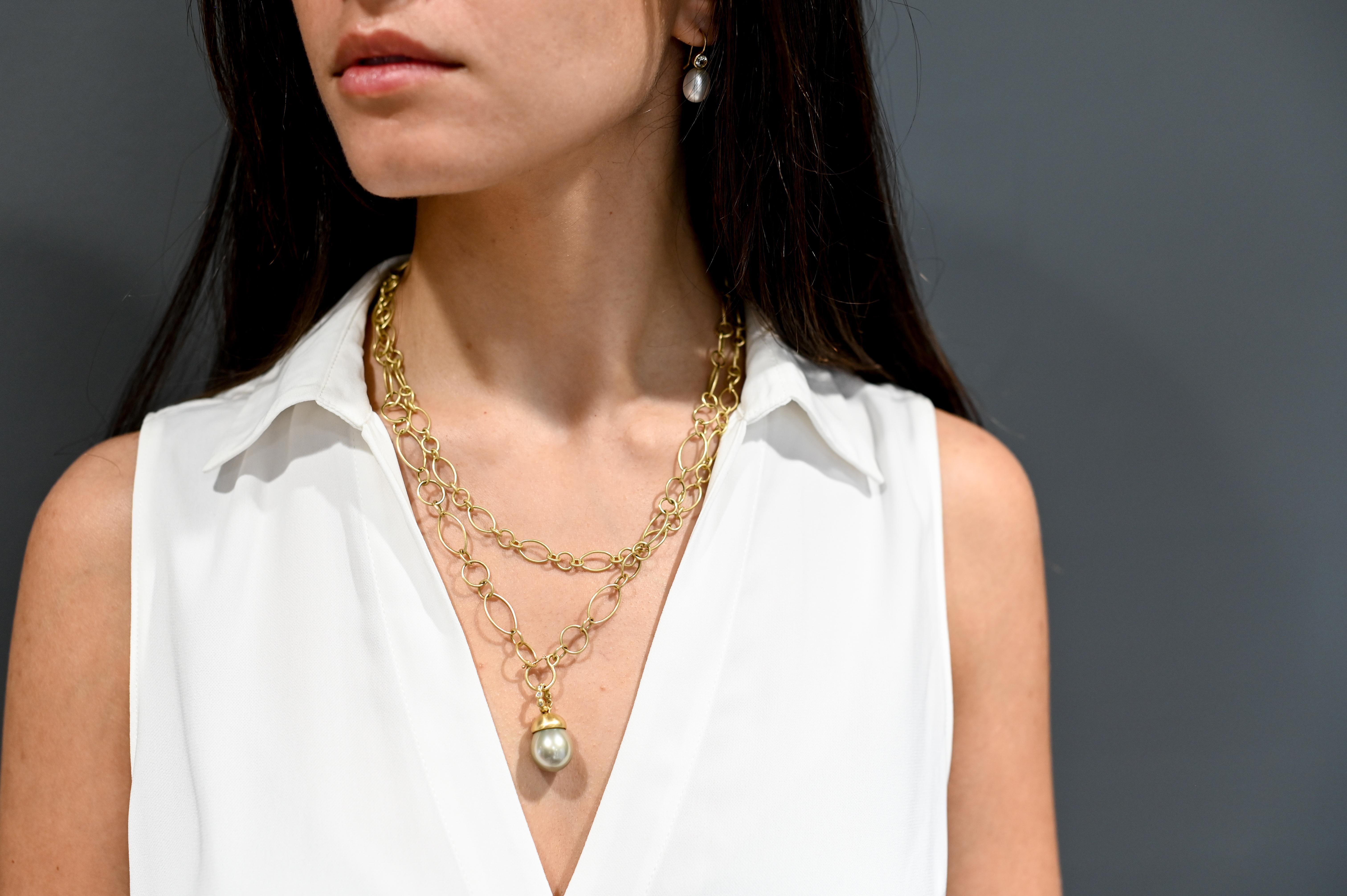Faye Kim, petite chaîne à maillons marquise en or 18 carats faite à la main - 16 pouces Neuf - En vente à Darien, CT