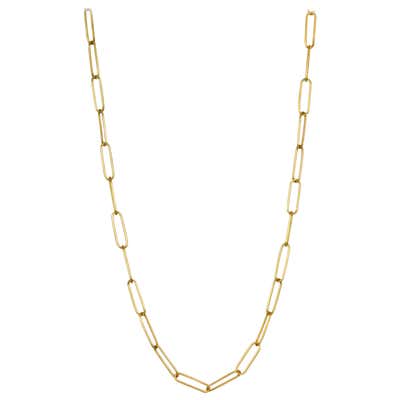 36 Inch Gold Paper Clip Link Necklace For Sale at 1stDibs | paperclip ...