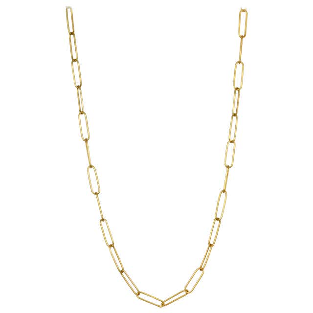 36 Inch Gold Paper Clip Link Necklace For Sale at 1stDibs | paperclip ...