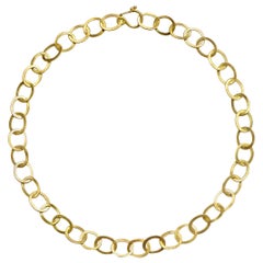 Faye Kim 18 Karat Gold Handmade Planished Oval Link Chain Necklace