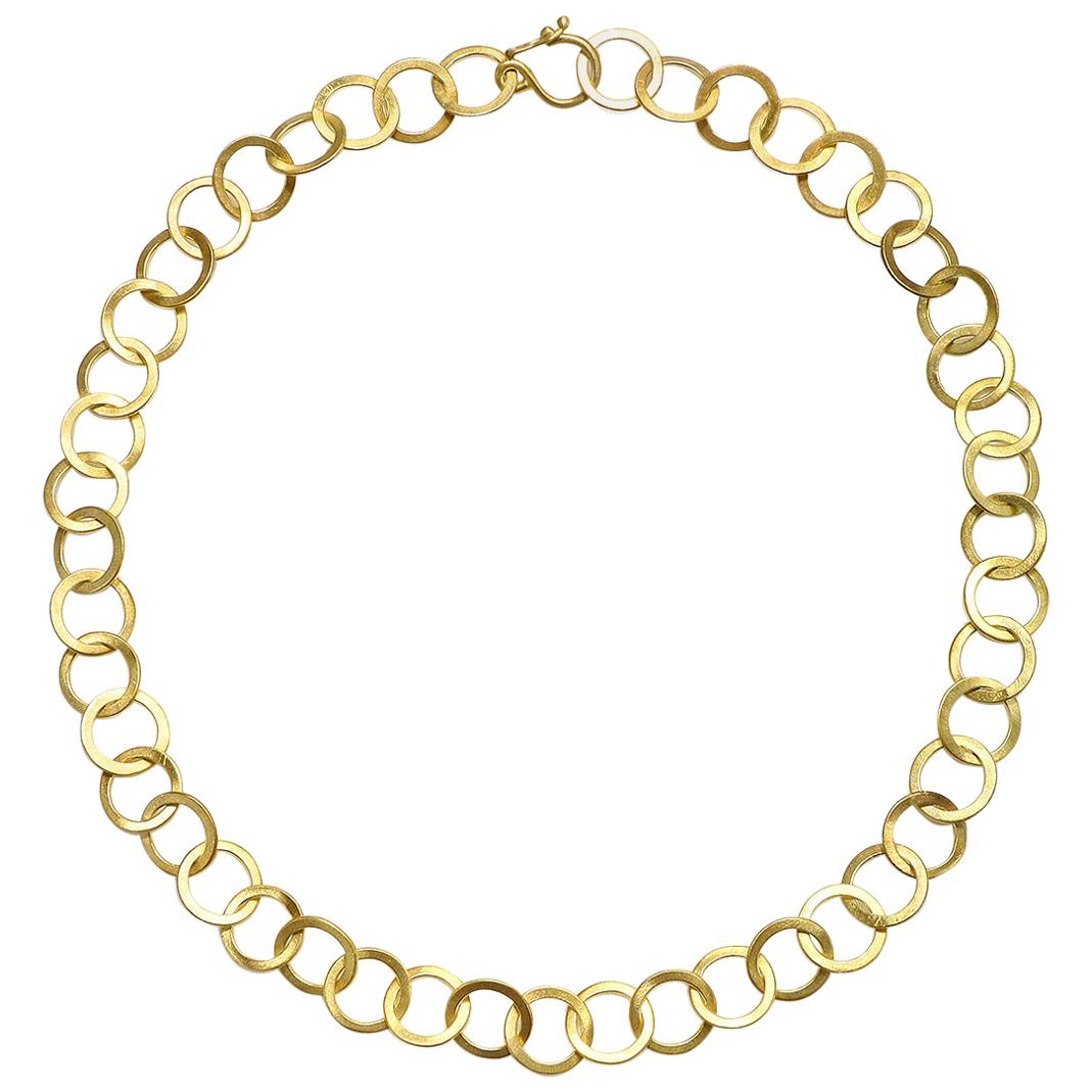 Faye Kim 18 Karat Gold Round Planished Heavier Weight Link Chain  For Sale