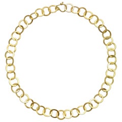Faye Kim 18 Karat Gold Round Planished Heavier Weight Link Chain