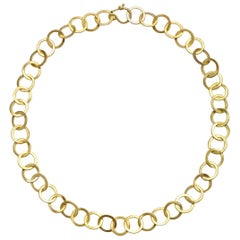 Faye Kim 18 Karat Gold Round Planished Heavier Weight Link Chain 