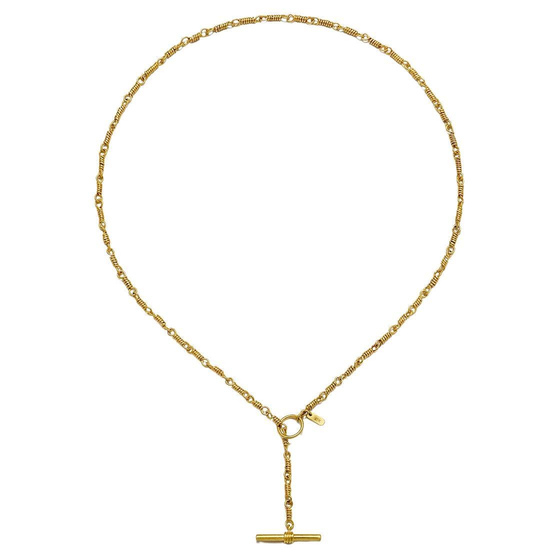 Faye Kim Chaîne en or 18 carats, enroulée à la main, avec fermoir/barre à bascule en vente