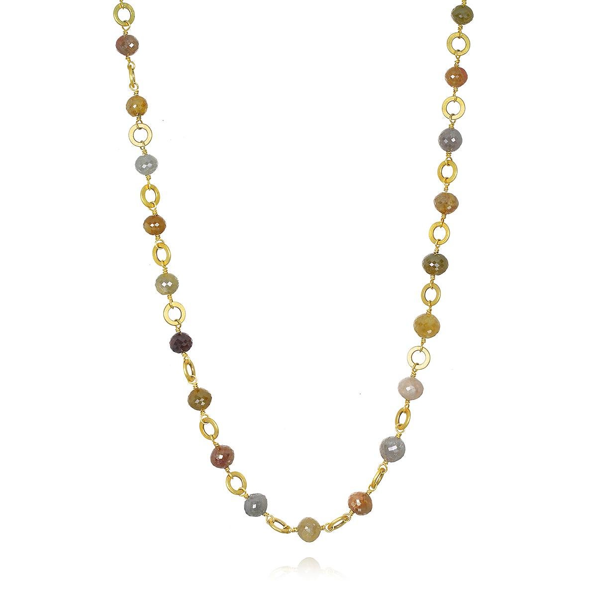 Contemporary Faye Kim 18 Karat Gold Handwrapped Milky Diamond Necklace  For Sale
