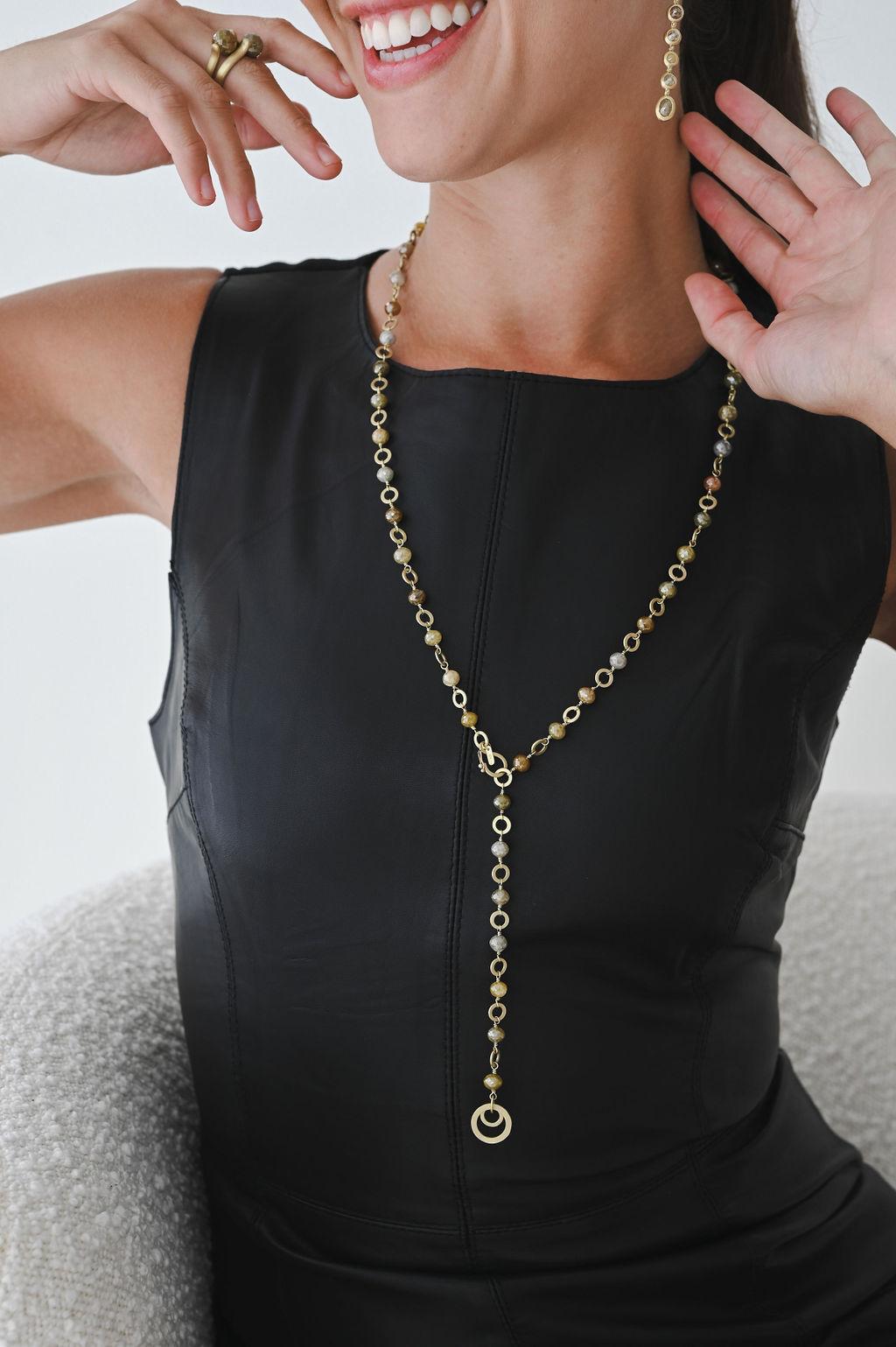 Faye Kim 18 Karat Gold Handwrapped Milky Diamond Necklace In New Condition In Darien, CT