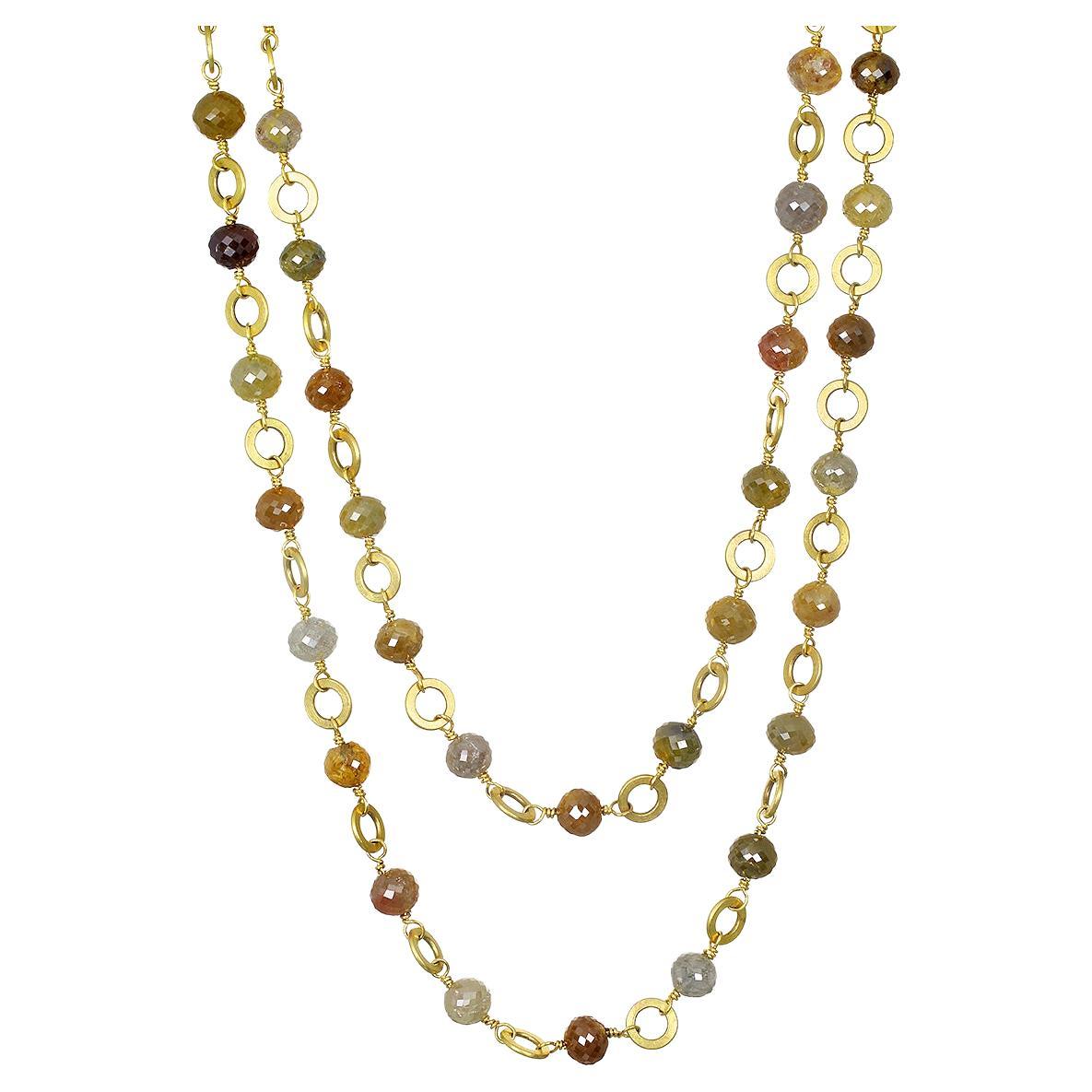 Halskette aus 18 Karat Gold mit handgeschliffenem Milky-Diamant von Faye Kim 