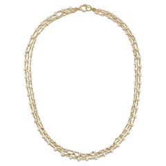 Faye Kim 18 Karat Gold Handwrapped Natural Pearl Chain Necklace
