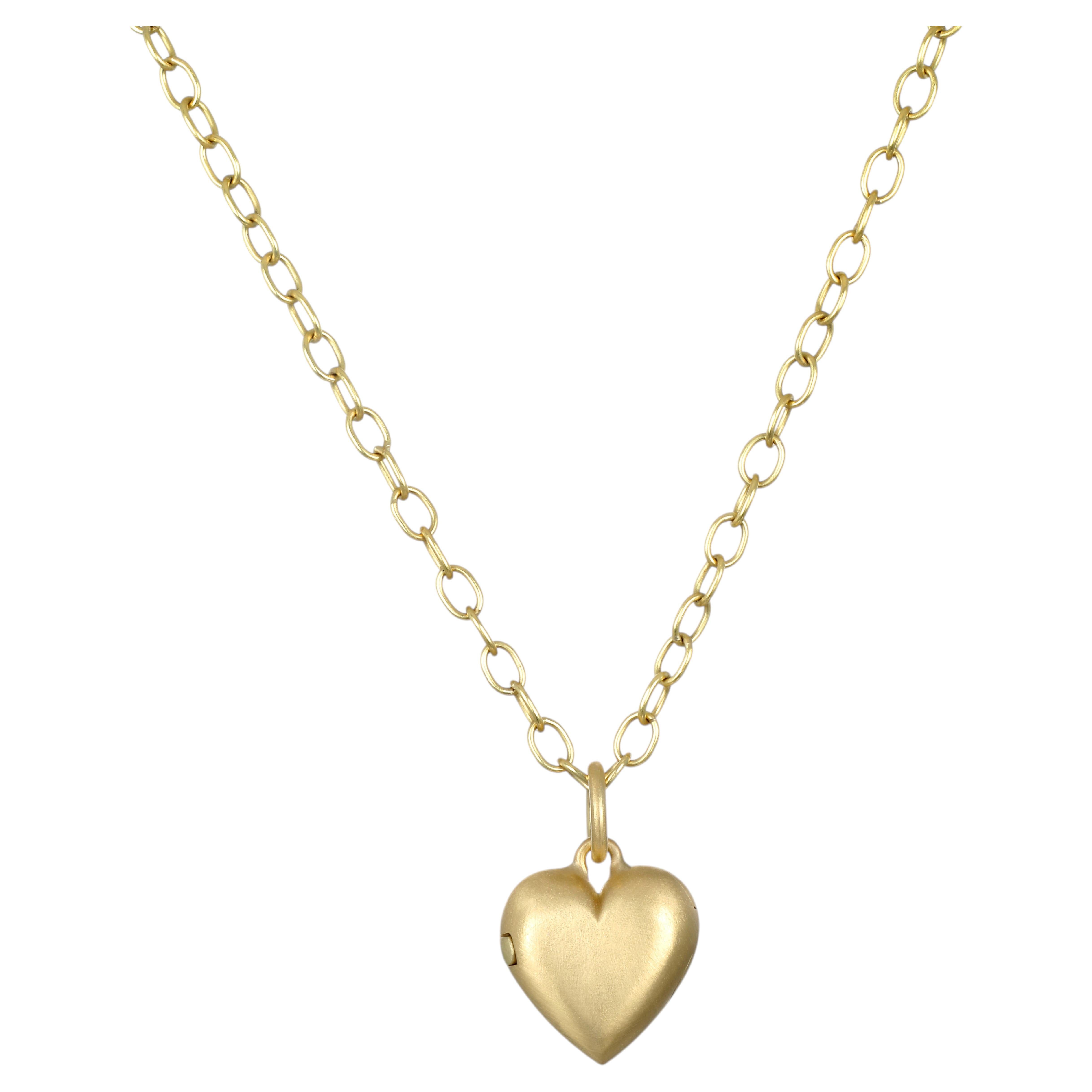 Faye Kim 18K Gold Heart Locket Pendant, Contemporary Design, USA