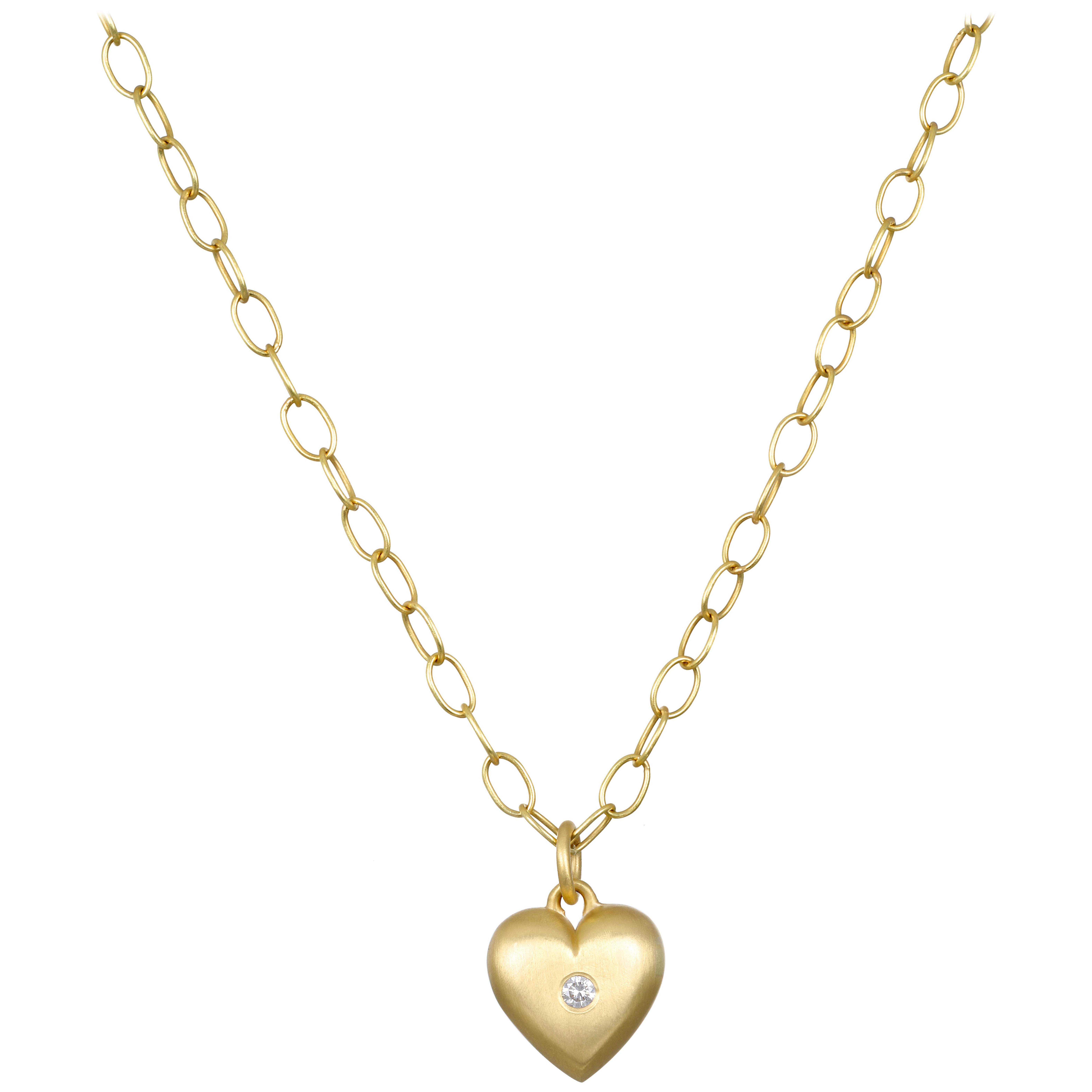 Ciondolo a forma di cuore in oro 18 carati con diamante di Faye Kim