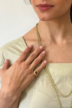 Faye Kim 18 Karat Gold Heavy Oval Link Chain, Mini Length 24"