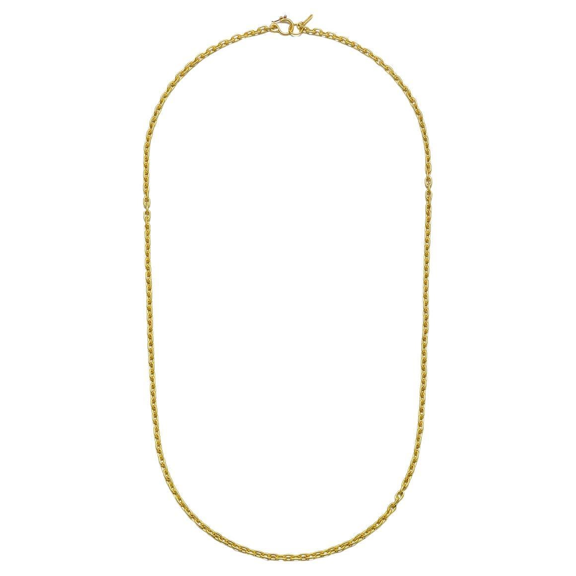 Faye Kim 18 Karat Gold Heavy Oval Link Chain, Mini Length 24" For Sale