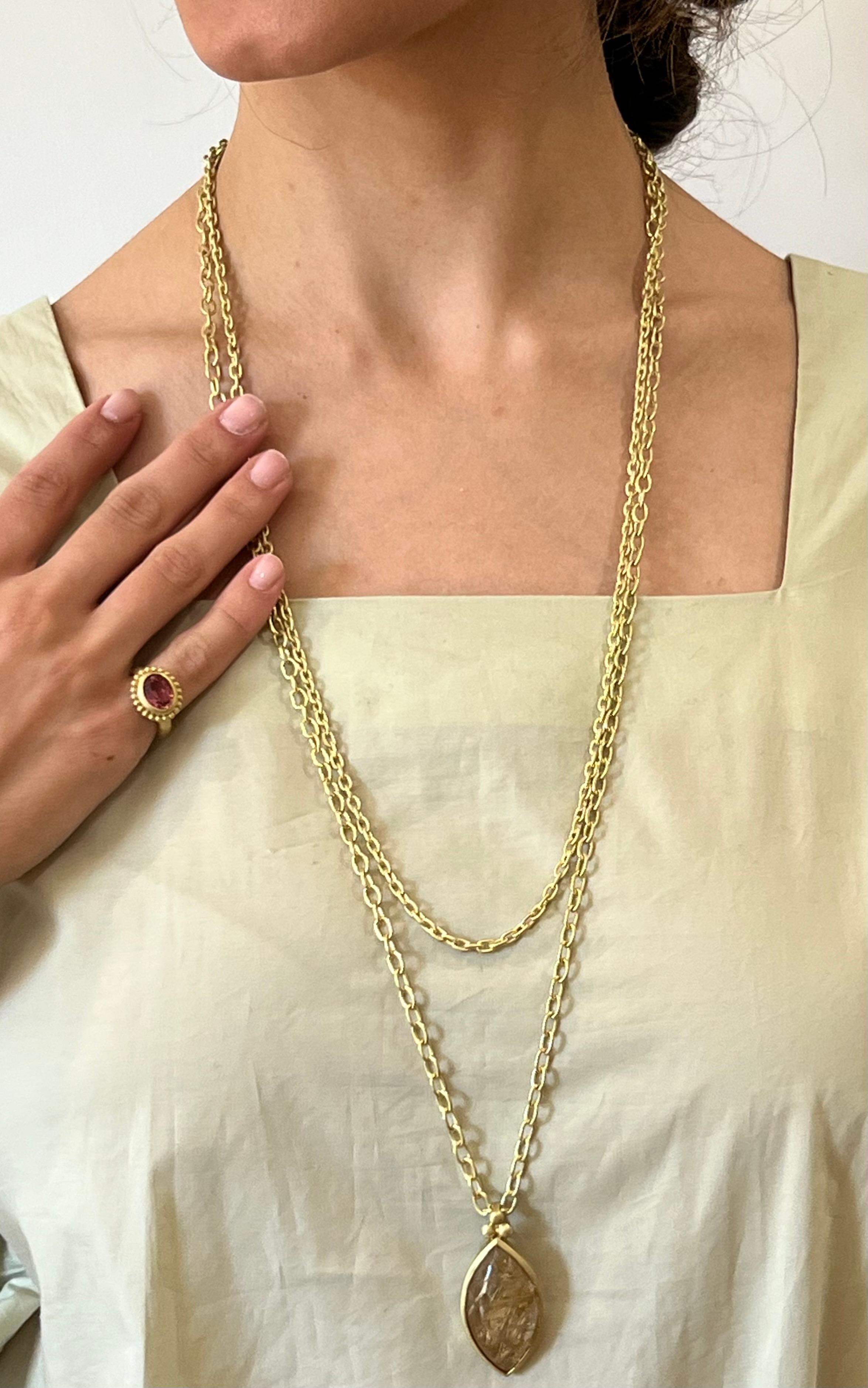 Faye Kim, chaîne à maillons ovales lourdes en or 18 carats, longueur courte de 27 pouces Neuf - En vente à Westport, CT