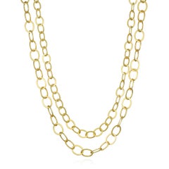 Faye Kim 18 Karat Gold Heavy Oval Planished Link Chain
