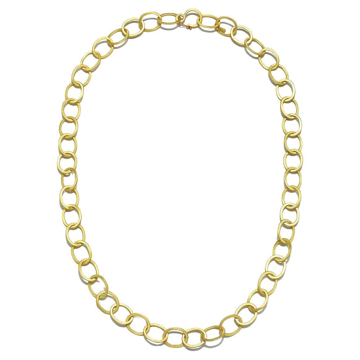 Faye Kim 18 Karat Gold Oval Planished Link Chain  For Sale