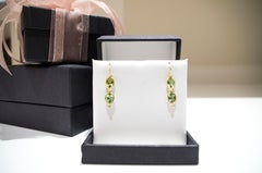 Faye Kim 18 Karat Gold Hinged Blue Green Beryl Earrings with Diamonds