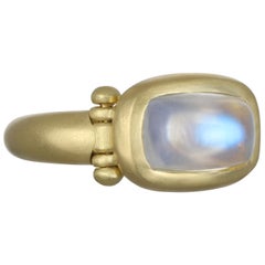 Faye Kim 18 Karat Gold Hinged Rectangle Ceylon Moonstone Ring