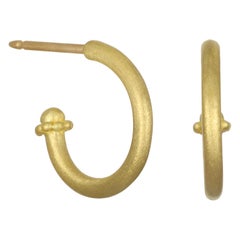 Faye Kim 18 Karat Gold Hoop Earrings with Granulation Detail