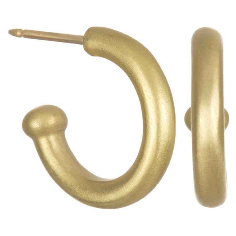 Faye Kim 18 Karat Gold Hoops with Posts For Sale