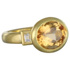 Faye Kim 18 Karat Gold Imperial Topaz Three-Stone Ring