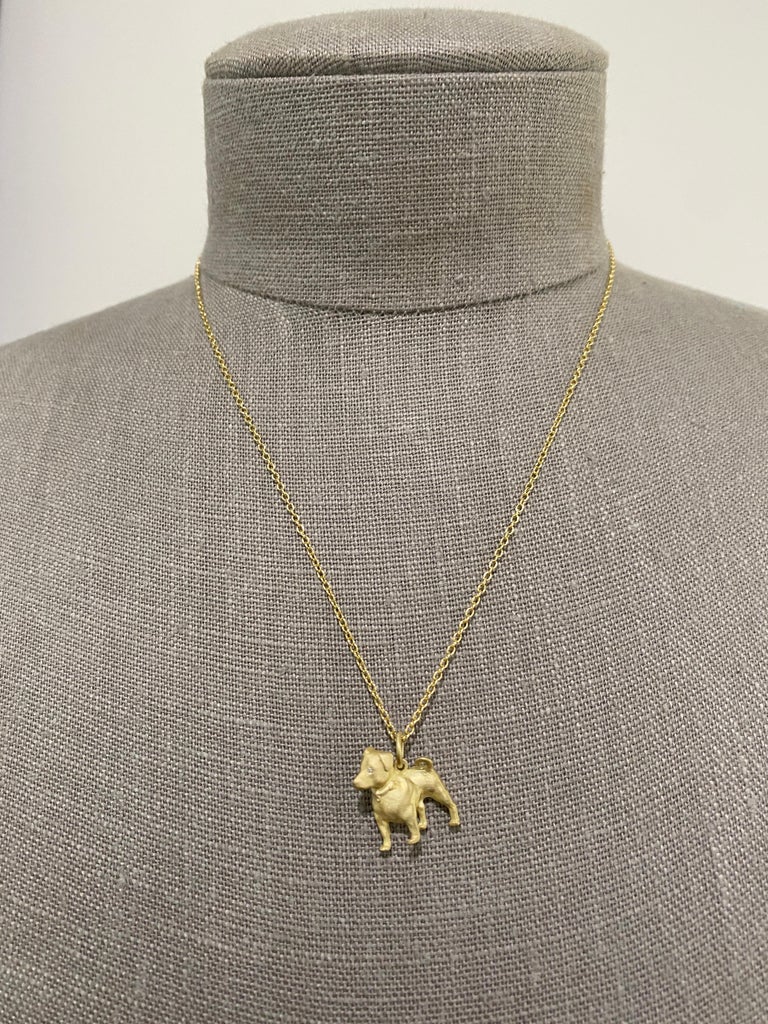 Jack Russell Terrier-Charm aus 18 Karat Gold mit Diamant-Augen von