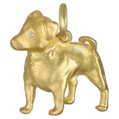 Faye Kim 18 Karat Gold Jack Russell Terrier Charm with Diamond Eyes