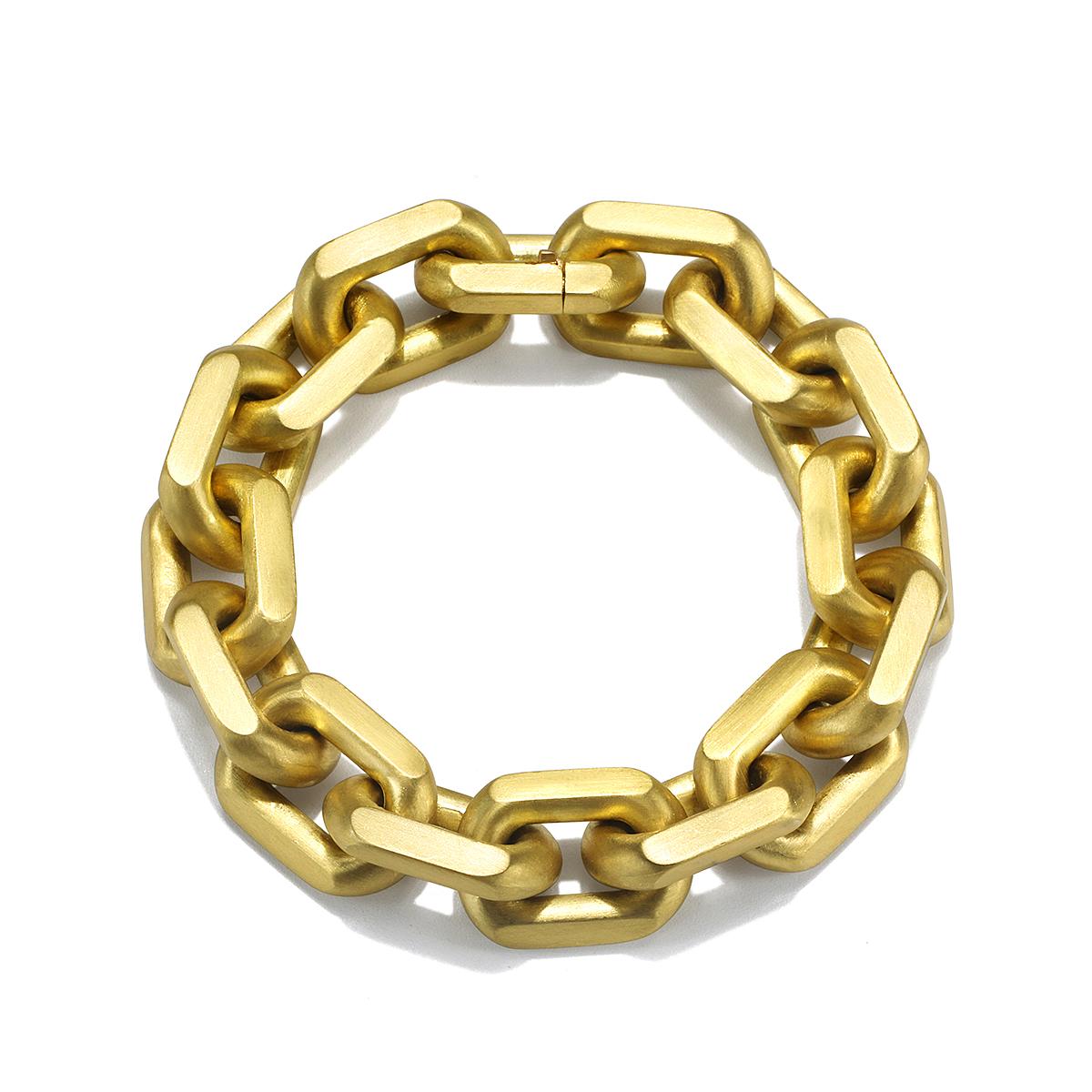 Faye Kim 18 Karat Gold Knife Edge Link Bracelet Neuf - En vente à Darien, CT