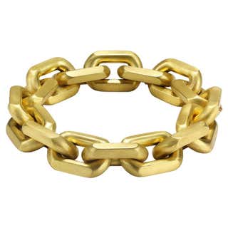 18 Karat Rose Gold Flexible Retro Link Cuff Bracelet For Sale at 1stDibs