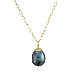 Faye Kim 18 Karat Gold Labradorite Nugget Pendant