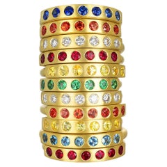 Faye Kim 18 Karat Gold Light Aquamarine Burnished Bar Ring